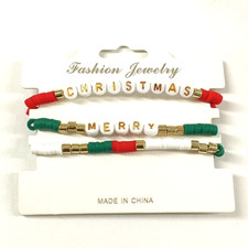 3pcs Women's Merry Christmas Beaded Bracelet One Size Fashion Jewelry