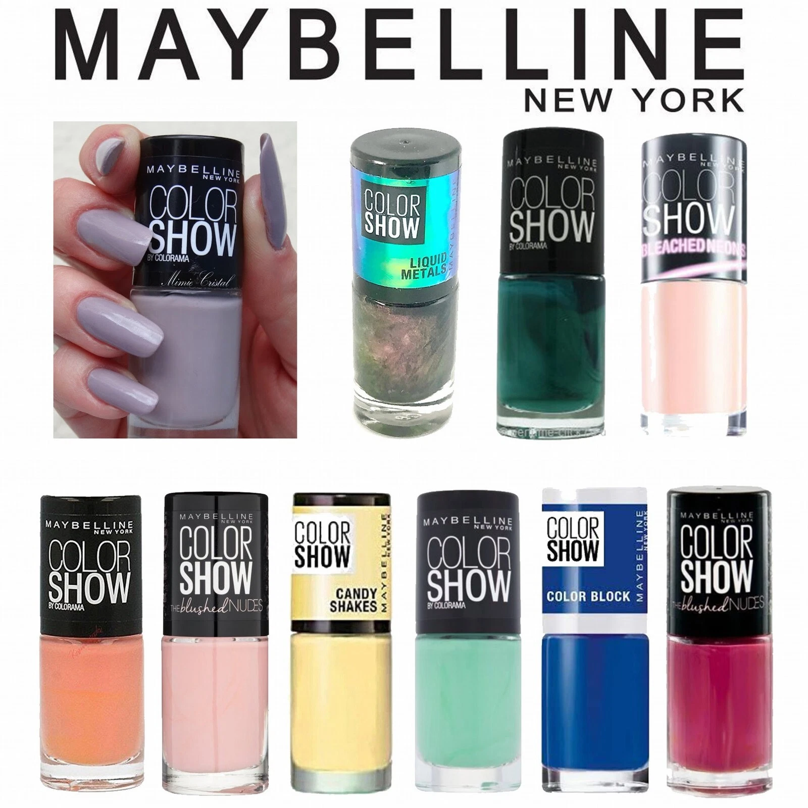 MAYBELLINE NAIL POLISH COLOR SHOW COLORAMA 10 ASSORTED COLOURS [PACK 2]