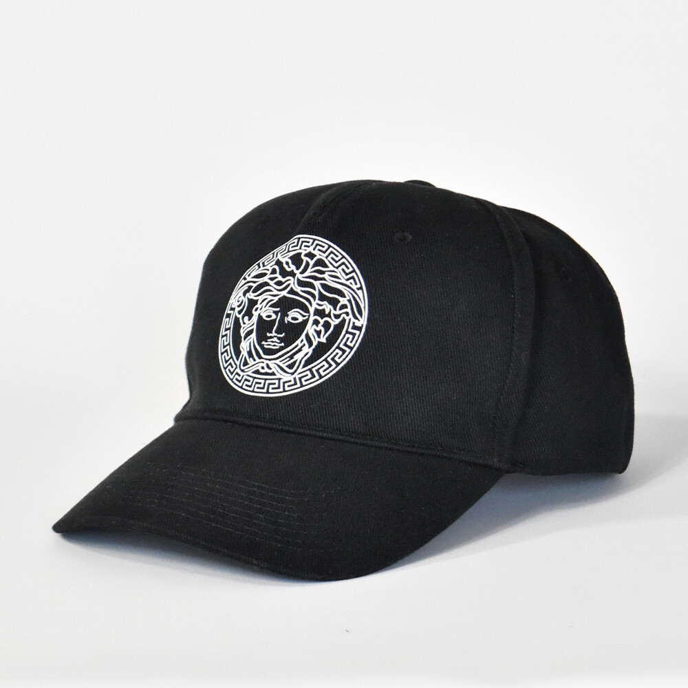VERSACE Men's Cap Medusa Greca Print Cotton Black, White Size 57
