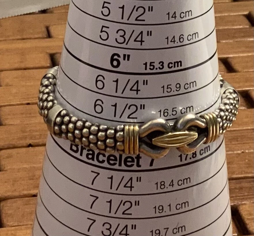 Brazalete Lagos Oro 18kt y Plata de Ley 9mm Derby Hebilla 6 3/4”, Venta al por menor $1350 Foto 2 de 4