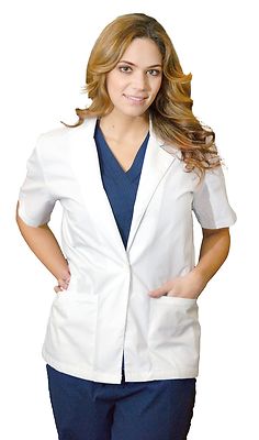 Women's Medgear Short Sleeve Lab Coat, White NWT 313