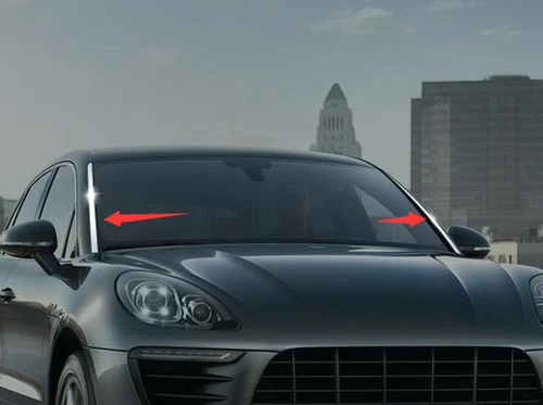 Tira decorativa de ambos lados para parabrisas delantero de acero plateado para Macan 2011-2017 - Imagen 3 de 5