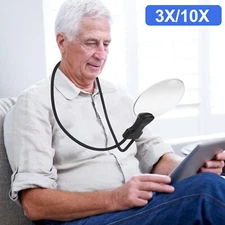 3X Hands-Free Neck Magnifier Flexible Gooseneck Magnifying Glass for Reading
