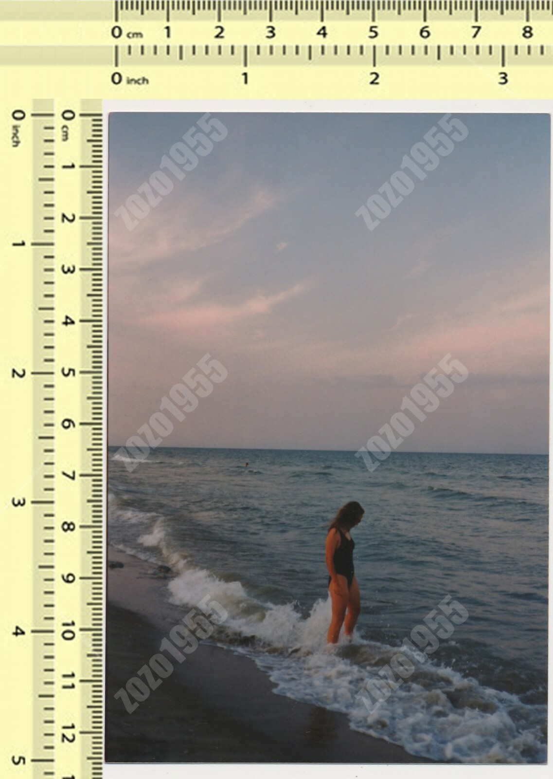 Swimsuit Woman on Beach Faceless Swimwear Lady Abstract Portrait vintage photo-image