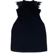 Iris NWT LBD Knee Length/ Above Knee Black Evening Dress Crochet Bodycon Medium