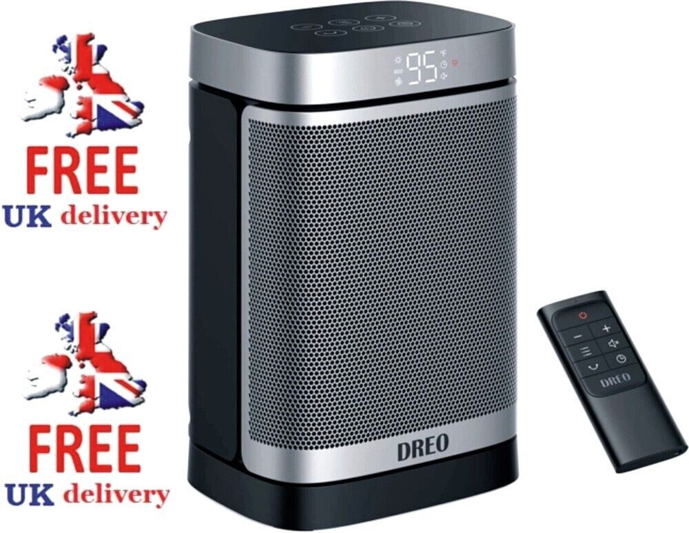 DREO SPACE HEATER ATOM ONE, 3-SPEED,70° OSCILLATING, 1-12H TIMER,REMOTE,ECO  MODE | eBay