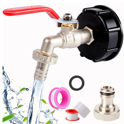 IBC Tank Adapter S60x6 Messing Wasserhahn Zoll Schlauchanschluss Ventil Garten