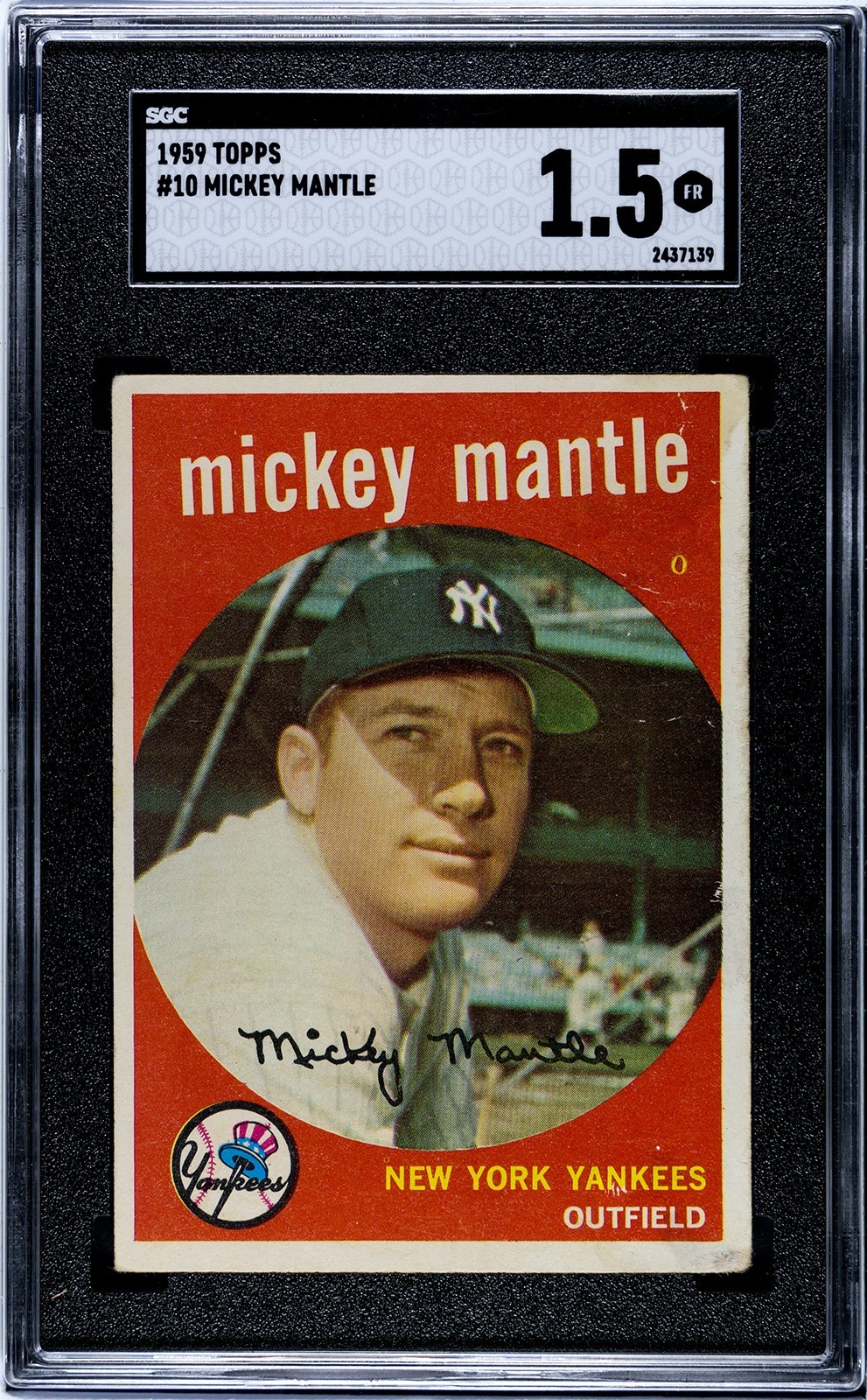 1959 Topps Mickey Mantle #10 SGC 1.5 FR HOF Yankees GREAT EYE APPEAL & CENTERING