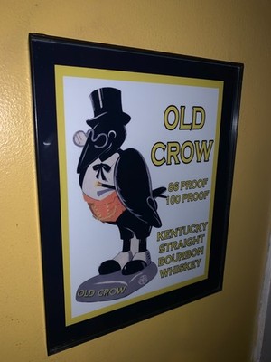 Old Crow Kentucky Bourbon Whiskey Bar Man Cave Advertising Sign