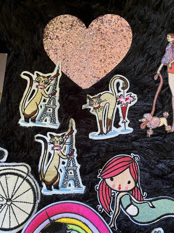 Lot Of Funky Patches Rainbow Unicorn Bike Mermaid Cats Glitter Ballet Dog - Image 3 of 4