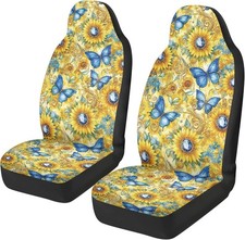 Sunflower Butterfly Universal Car Seat Covers 2 Pcs Soft Set Protection