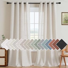 Natural Linen Grommet Curtains 84 52"W x 84"L Pack of 2 Heathered Natural