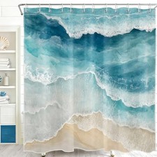 Ocean Wave Marble Shower Curtain, 72" W X 72" L  72"W x 72"L Pack of 1 Teal