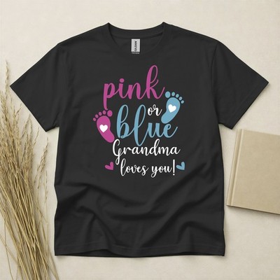 Rosa oder blau Oma liebt dich Baby Gender Reveal T-Shirt Gildan schwere Baumwolle