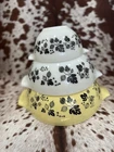 Pyrex Gooseberry Cinderella Bowl Set Yellow/White 441/443/444