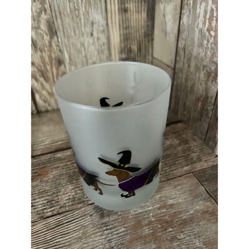 Culver Dachshund Weiner Dog Witch Halloween Cocktail Frosted Glass Barware - Picture 2 of 3