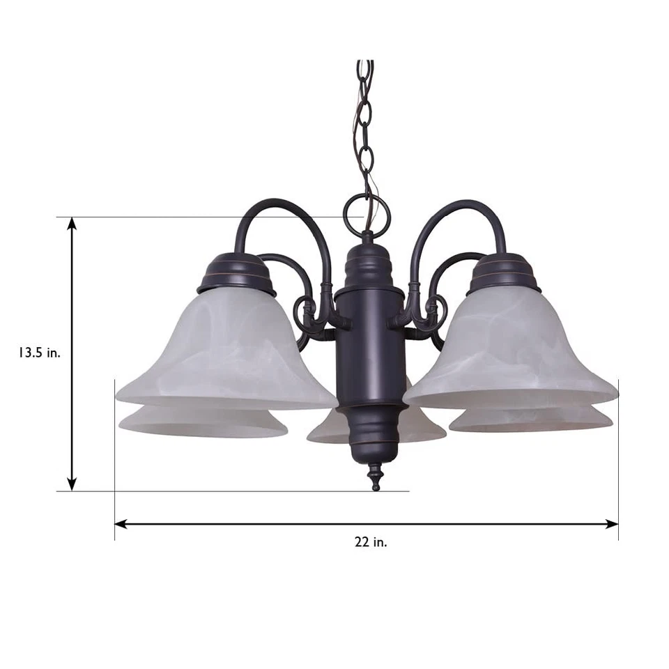 514455 Millbridge Lámpara de araña tradicional regulable de 5 luces para interiores con alabasto... Foto 2 de 4