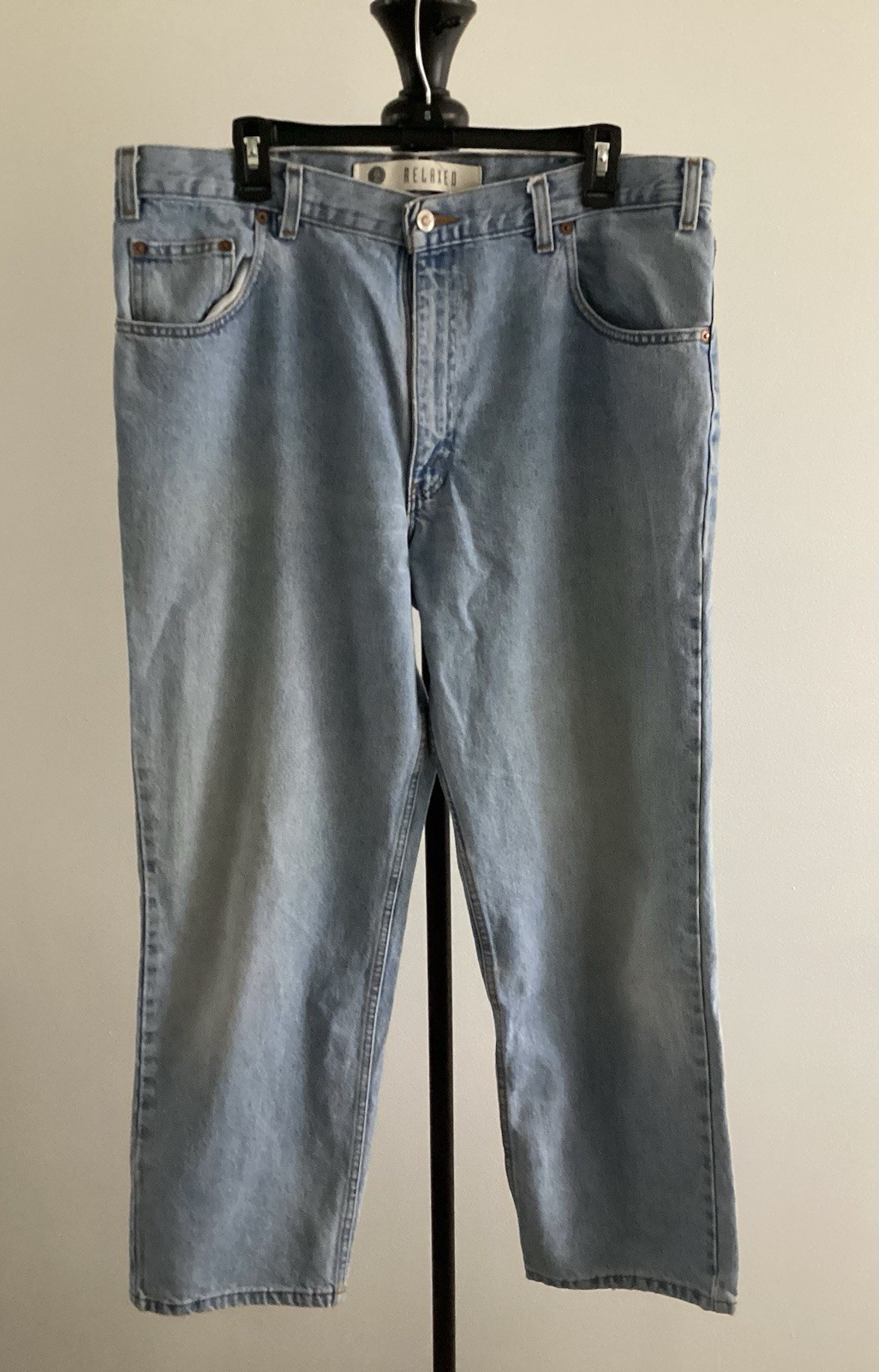 Arizona Jean Co Relaxed Straight Blue Denim Jeans Men's 38x30 - Main Image