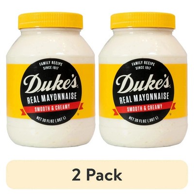 (2 pack) Duke's  Real Mayonnaise, 30 oz Jar, Smooth & Creamy Mayo