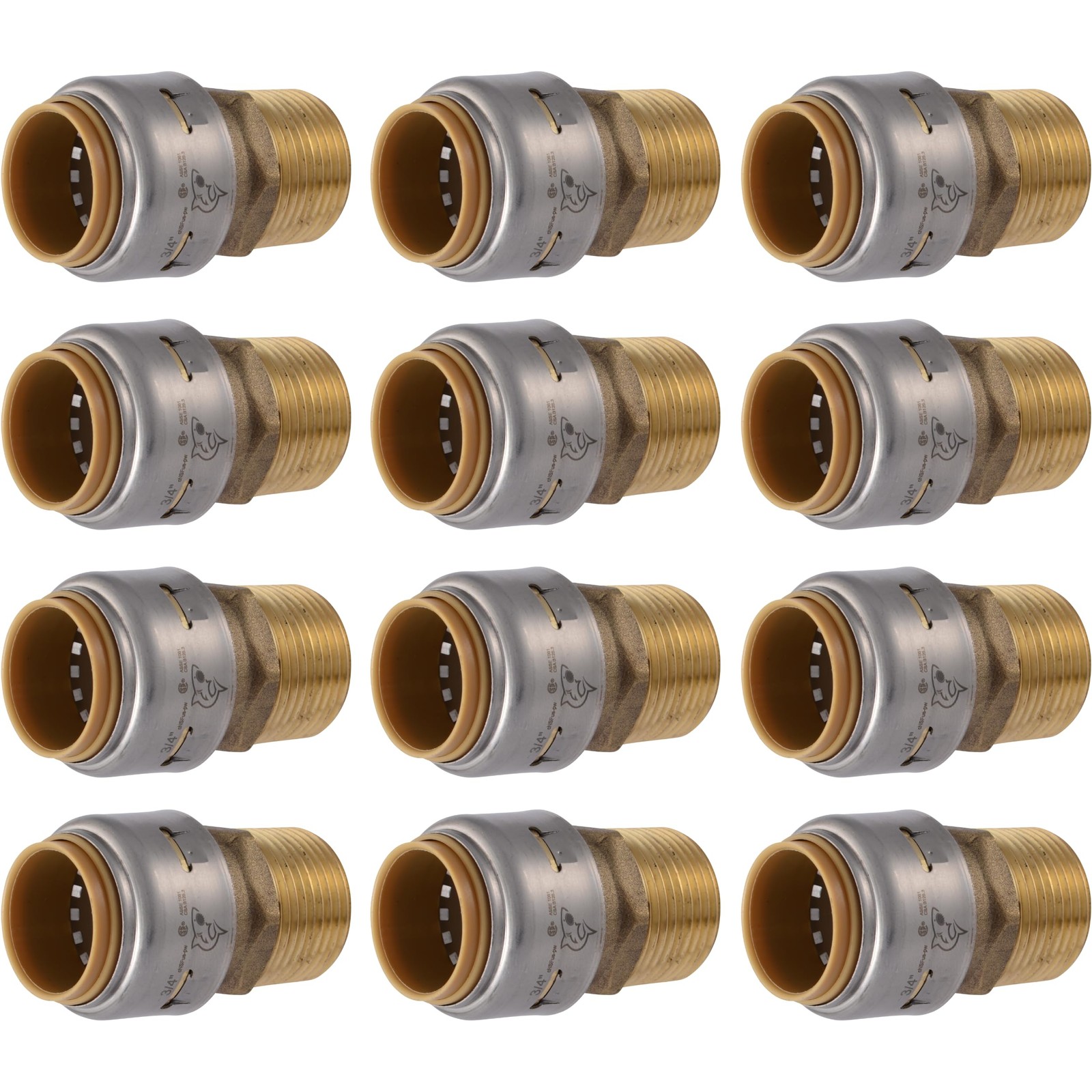 SharkBite Max Male Adapter, 3/4 in Push-to-Connect x 3/4 in MNPT, Pack of 12,