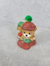 Vintage Jasco Caring Critter Chimer Piggyback Bears Christmas Bell Ornament 3"
