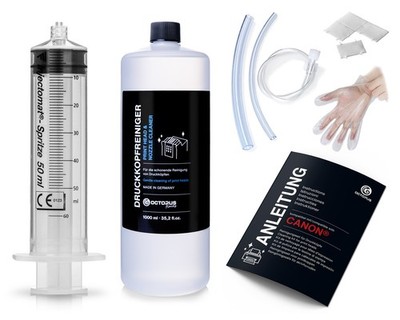 1Liter Druckkopfreiniger für Canon Pixma, Intensiv Drucker Düsenreiniger Adapter