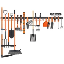 Black Tool Organizer for Mop, Broom, and Garden Tools - Adjustable