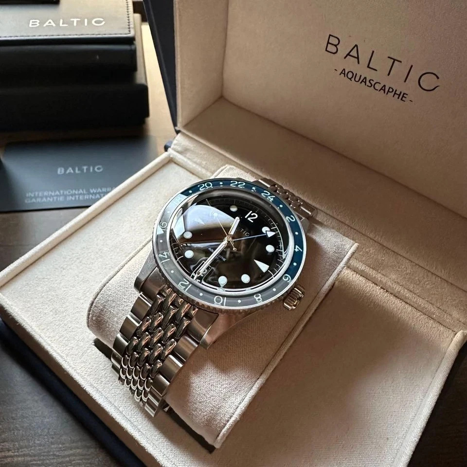 Used working Baltic Aquascaphe GMT Black Dial Automatic Watch w