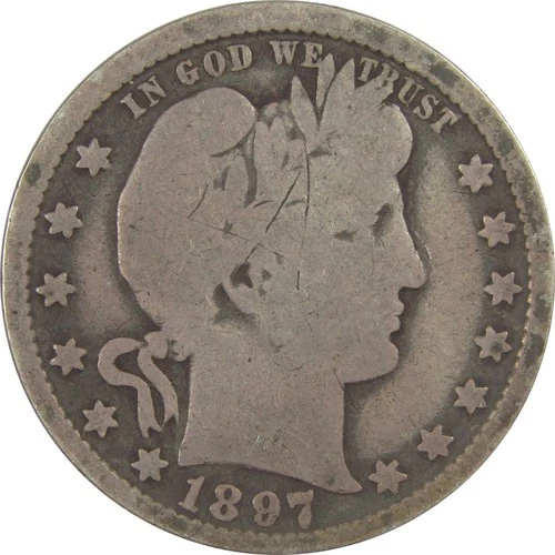 1897 O Barber Quarter G Good Details Silver 25c Coin SKU:I21795
