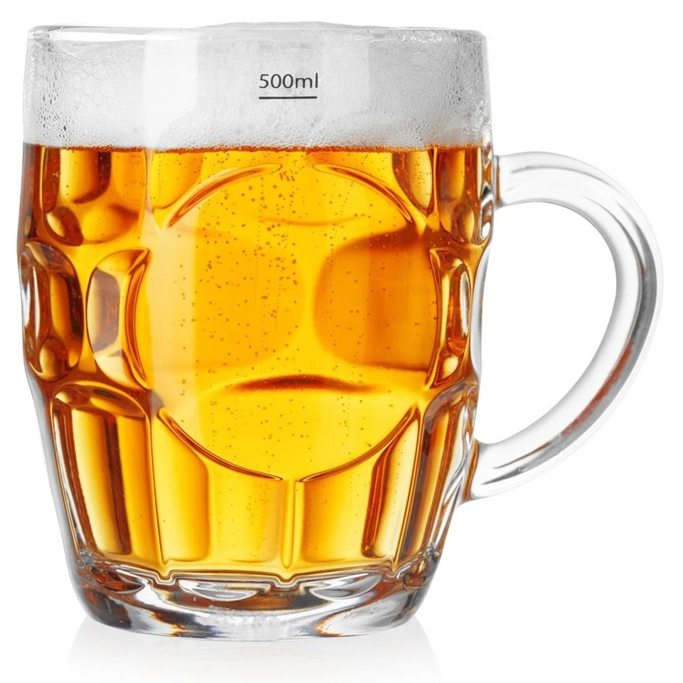 Chope à bière en verre 500 ml avec poignée - Photo 1/4