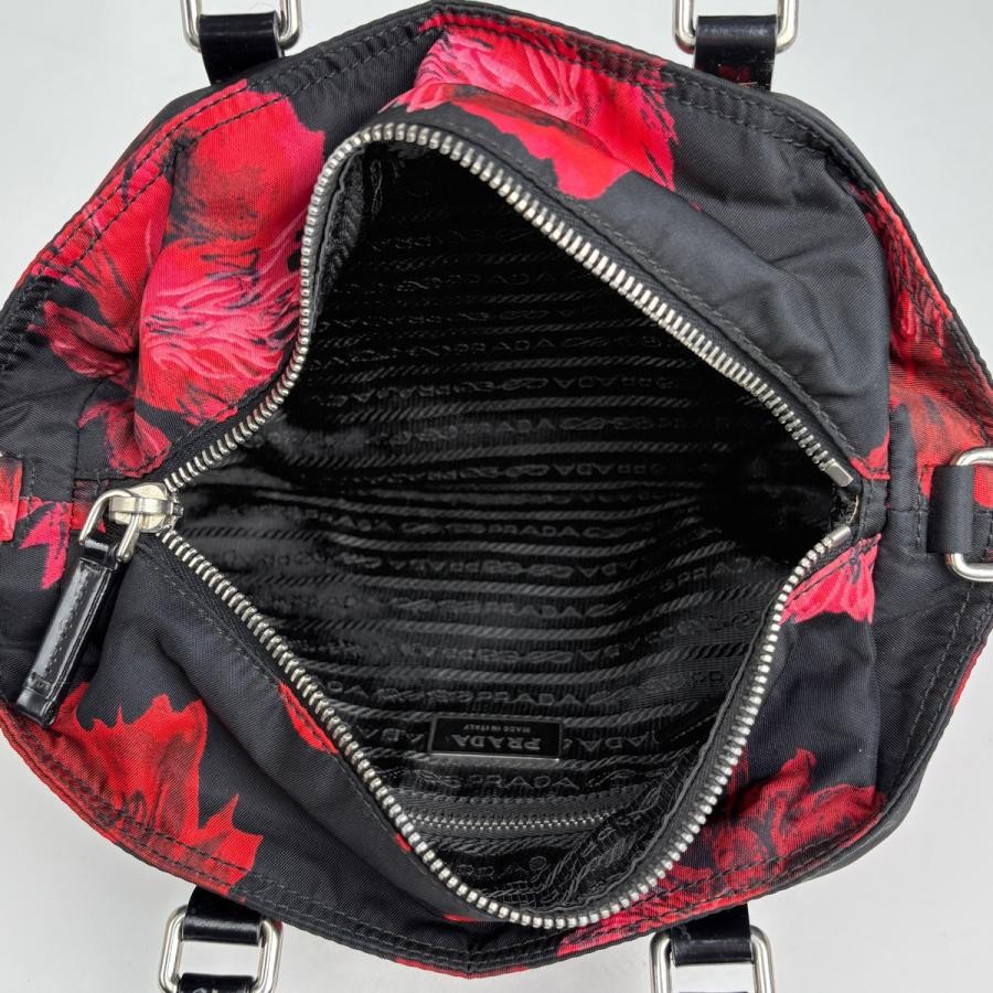 PRADA 2-Way Shoulder Bag BN1052 Nylon Black Red with Shoulder Strap #BS1846 thumbnail 9