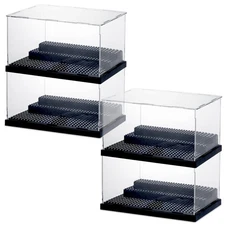 Acrylic Display Case Minifigure Action Figures Blocks 4 Pack Black Shelf Storage
