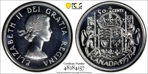 Canada 1957 Half Dollar, PCGS 66 Prooflike