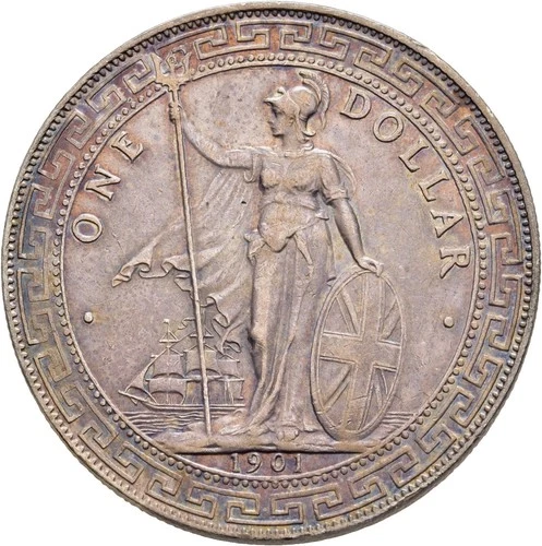 FITZ Great Britain Victoria 1837-1901 Trade Dollar 1901 B Bombay Silver °DMN71