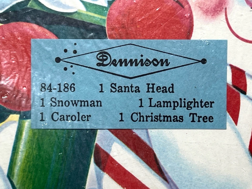 1950 Dennison Navidad Troquelado Paquete Muñeco de Nieve Santa Caroler Lámpara ¡Árbol! Foto 3 de 3
