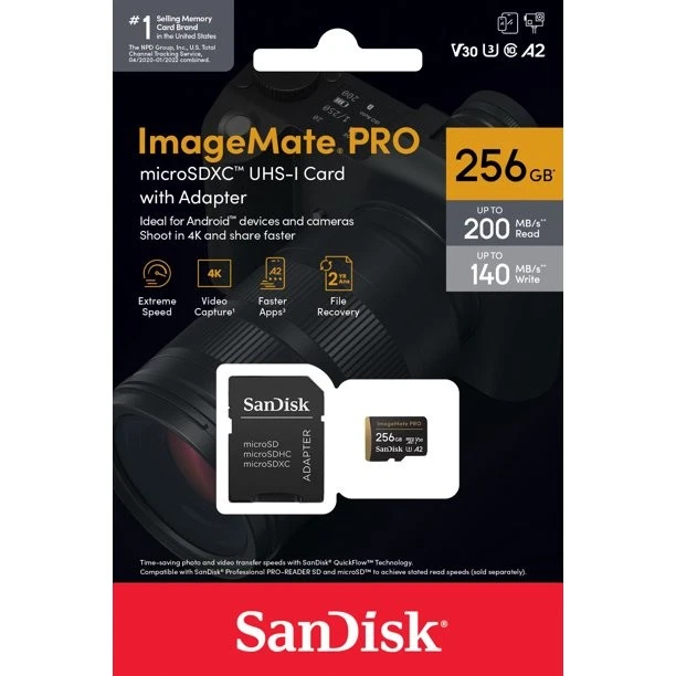 Tarjeta de memoria SanDisk SDSQXBD-256G-AW6KA 256 GB ImageMate PRO microSDXC UHS-1 Foto 3 de 3