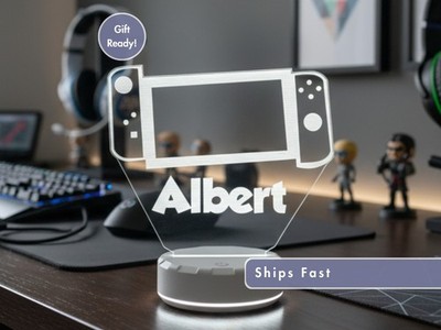 Personalized Handheld Gaming Console LED Lamp   Custom Gamer Name Night Light
