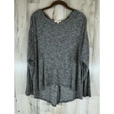 Matilda Jane Kaya Tunic Sz Large Gray Marled Waffle Knit High Low Hem Split Back