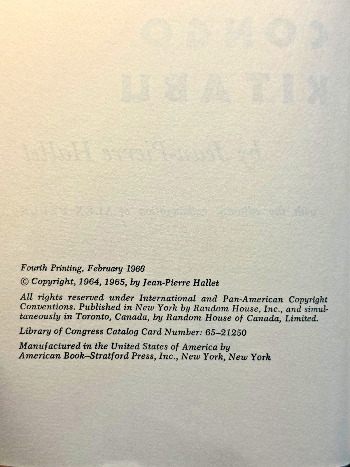 CONGO KITABU twelve years in Central Africa - SIGNED by Jean-Pierre Hallet 1966