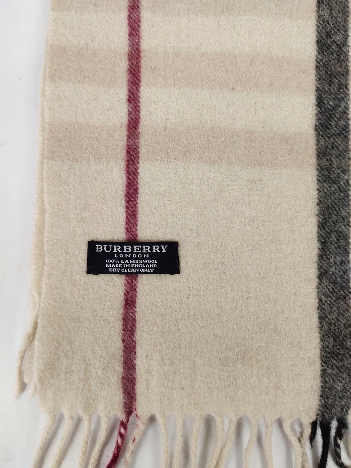 Burberry подлинный винтажный гигантский чек слоновой кости 100% ягненка шерсти зимний шарф шарфы - Изображение 4 из 4