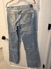 Hint H Jeans Women's 7 Bleach Splatter Design Blue Denim Long Vintage Mexico — photo 7