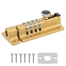 Combination Locking Bolt,4 Digit Slide Latch Lock 120 mm Gold  Zinc Alloy Ke...