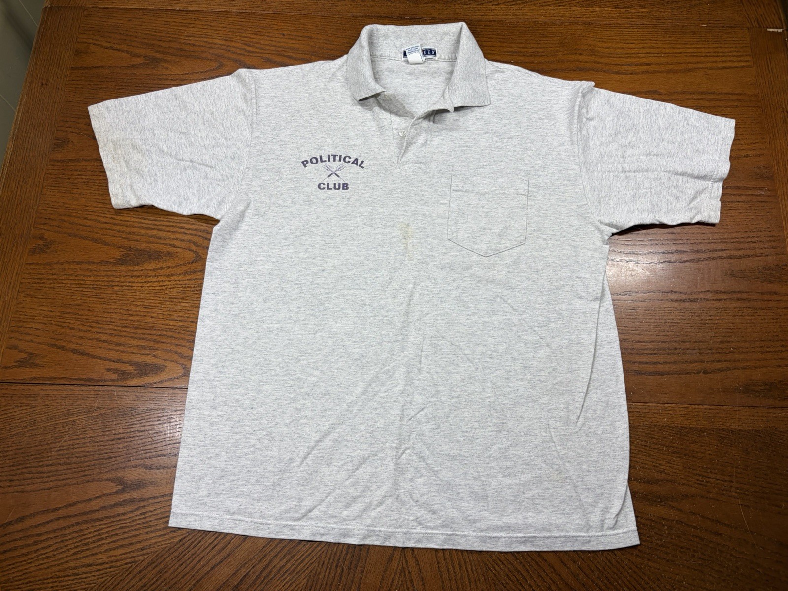 Vintage 90s Y2K Political Club Golf Polo Shirt Large Mens Gray Jerzees Retro 