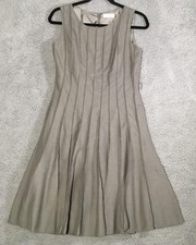 Calvin Klein Dress Womens 4P Gray Pleated Fit  Flare Sleeveless Lined Work