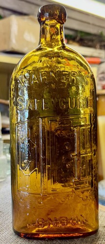 1885 Golden Amber Pint “WARNERS SAFE CURE” Chemist Quack Cure Bottle (K640)