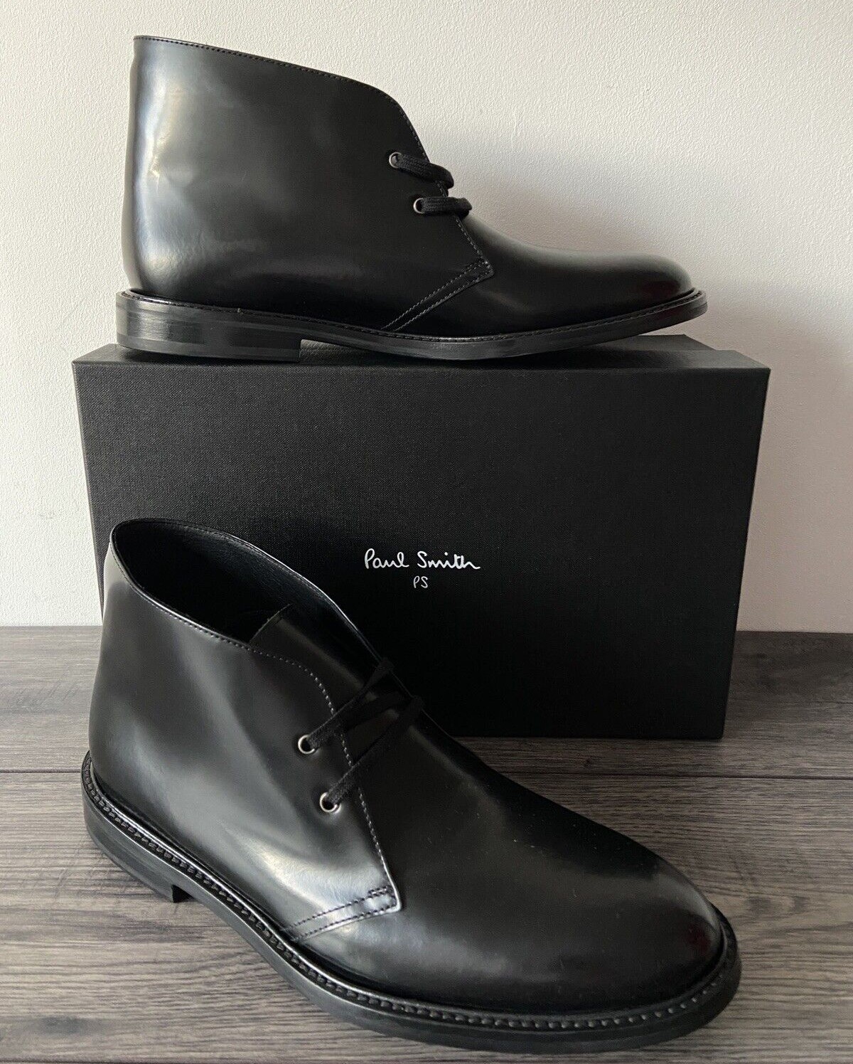 PAUL SMITH MAINLINE BLACK LEATHER ALEC BOOTS UK 8 EU 42 MADE IN ITALY BNIB