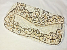 Vintage Beaded Bag Purse Clutch MADE IN FRANCE Handmade w Beltloop