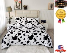 3 Pieces Milk Cow Print Stuff Bedding Comforter Set Full with 2 Pillowcases f...