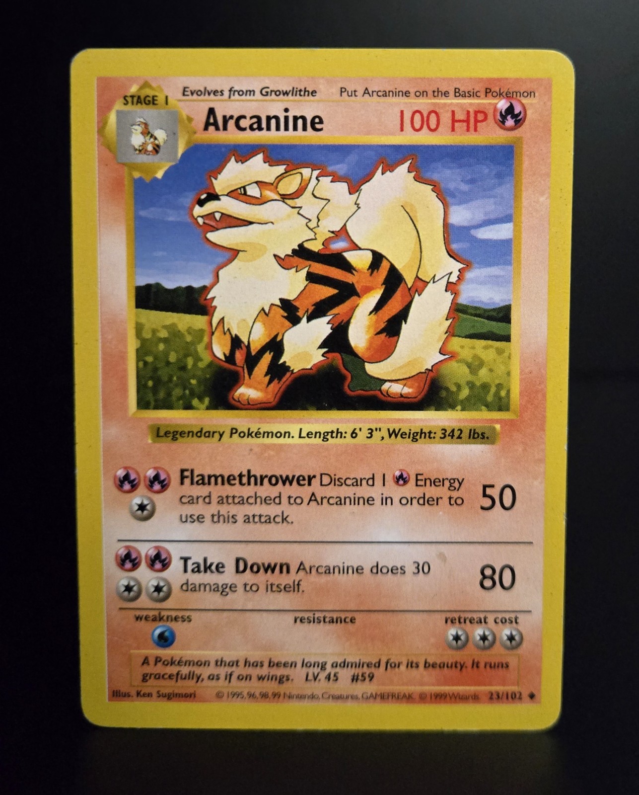 Pokémon TCG - ARCANINE - SHADOWLESS - 23/102 - BASE SET (1999) - WOTC - MP