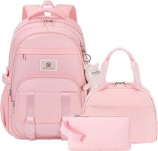 School Backpack for Teens Girls Women 3 PCS Kids Bookbag Set with Lunch Box Coll